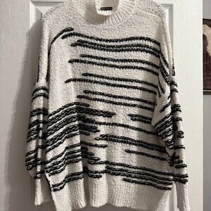 Vince Camuto White and Black Striped Sweater